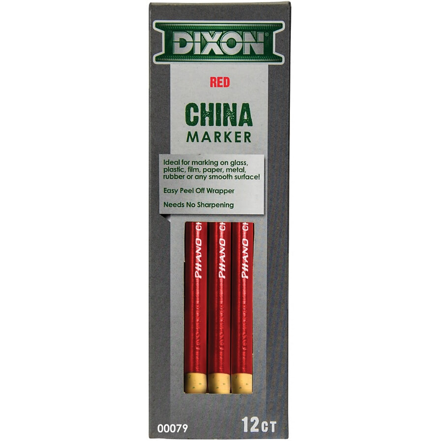 Dixon® Phano® China Markers, Red, Dozen